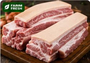 Premium butchered fresh pork cuts with skin from JPM Farm