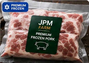 JPM Farm premium frozen pork cuts with skin in branded packaging